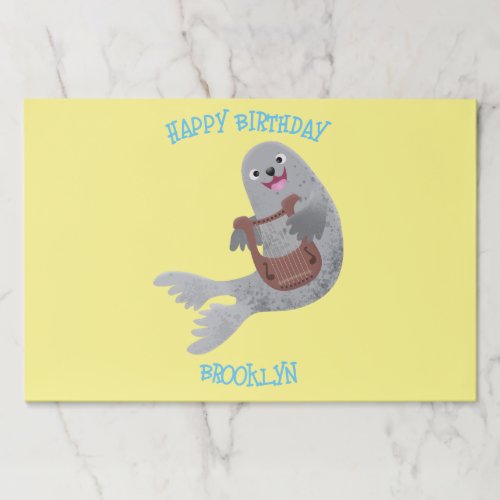 Happy cute harp seal cartoon illustration paper pad