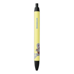Happy cute harp seal cartoon illustration pen