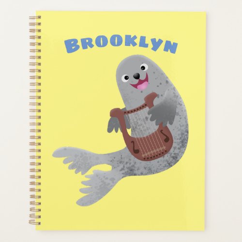 Happy cute harp seal cartoon illustration planner