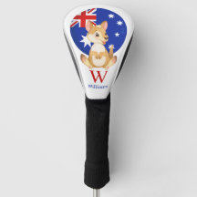 Happy Cute Kangaroo Personalized Golf Head Cover