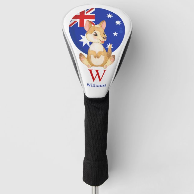 Happy Cute Kangaroo Personalized  Golf Head Cover (Front)