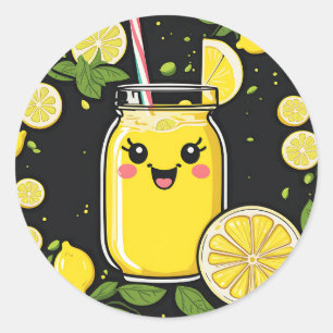 Happy Cute Lemonade Classic Round Sticker