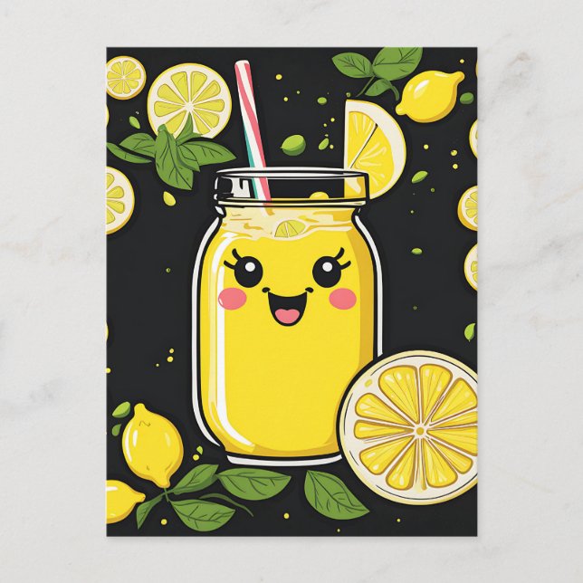 Happy Cute Lemonade Postcard (Front)