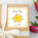 Happy Cute Little Sunshine Kids Birthday Thank You Square Sticker<br><div class="desc">Happy Cute Little Sunshine Kids Birthday Thank You</div>