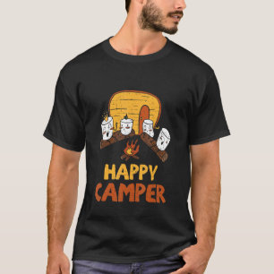 Happy Cute Marshmallow Camper Bonfire Kids Women M T-Shirt