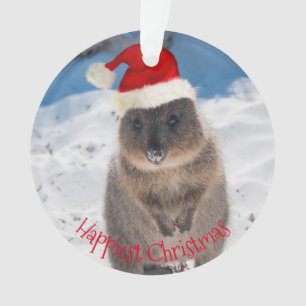 Happy Cute Merry Christmas Quokka Beach Australia Ornament