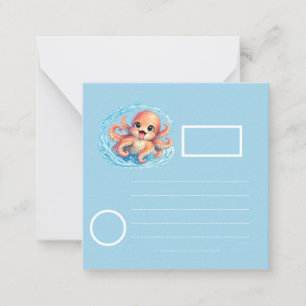 Happy Cute Octopus Kawaii Sea Life Illustration Note Card