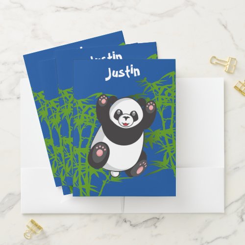 Happy Cute Panda Monogrammed Lunch Box Pocket Folder