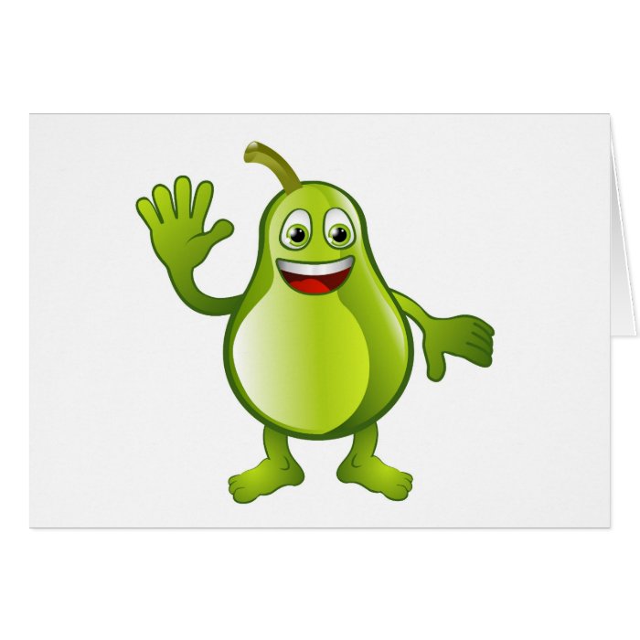 Happy cute pear fruit character cards