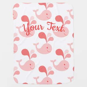 Happy Cute Pink Whale Baby Blanket