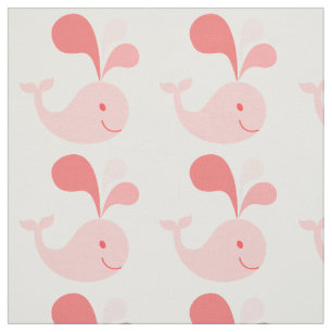 Happy Cute Pink Whale Fabric