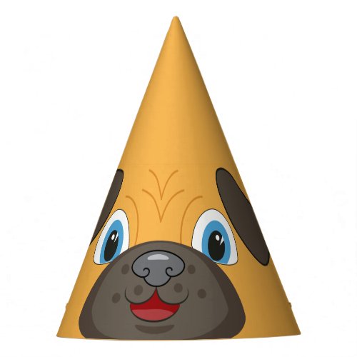Happy Cute Pug Face Cartoon Holiday hat