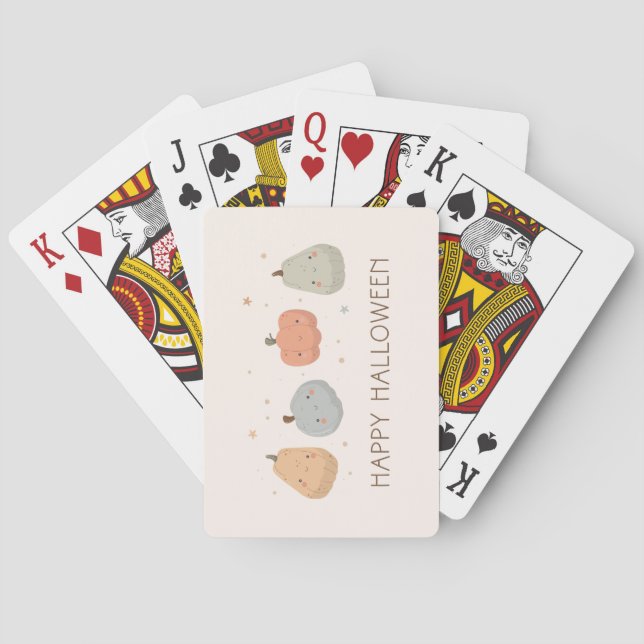 Happy Cute Pumpkin Design Playing Cards (Back)