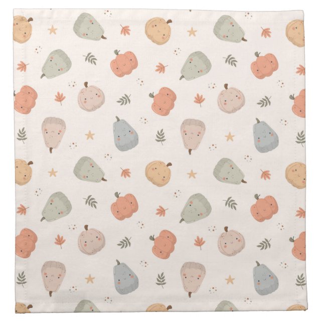 Happy Cute Pumpkin Pattern - Cloth Napkins (Front)
