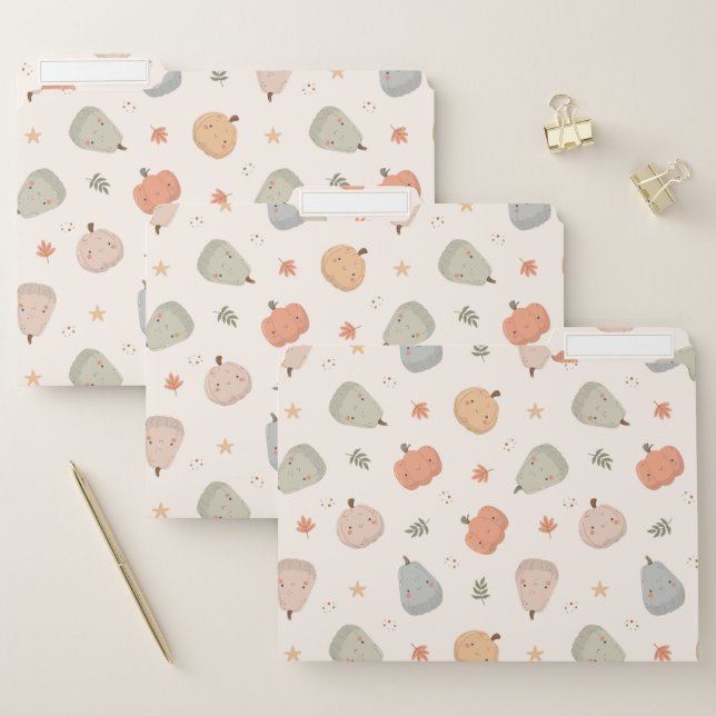 Happy Cute Pumpkin Pattern - File Folder (Set)