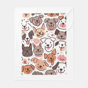 Happy Cute Puppies Pattern  1 Fleece Blanket