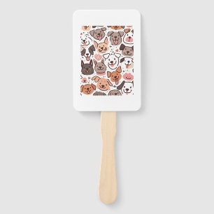 Happy Cute Puppies Pattern 1 Hand Fan