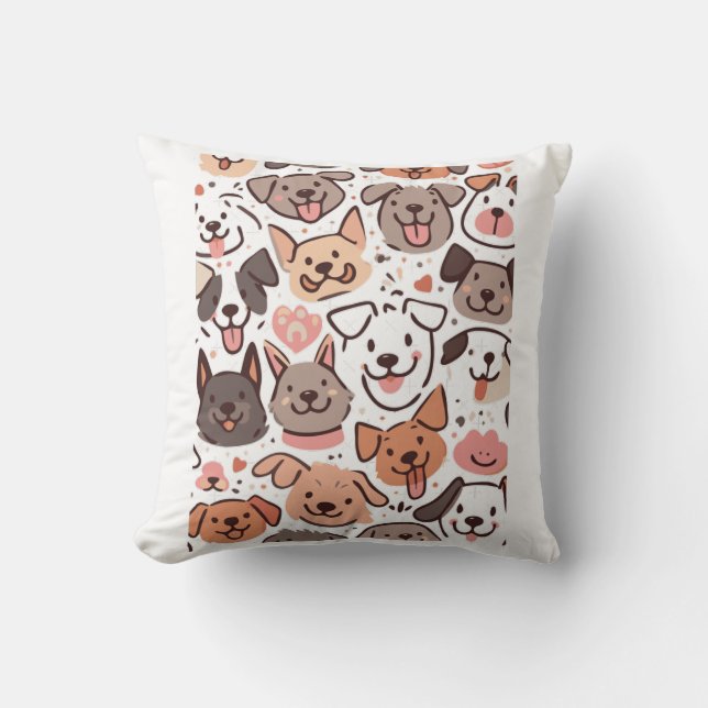 Happy Cute Puppies Pattern  1 Throw Pillow (Front)