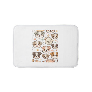 Happy Cute Puppies Pattern Bath Mat