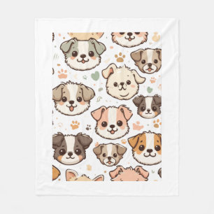 Happy Cute Puppies Pattern Fleece Blanket