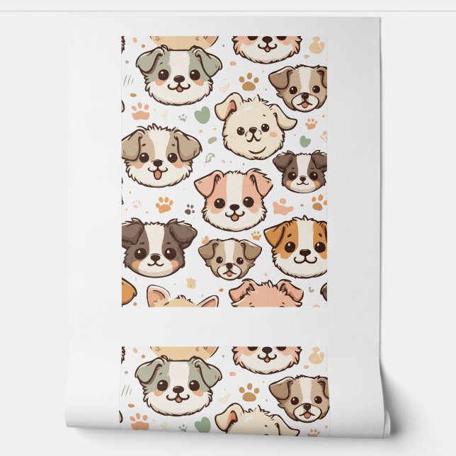 Happy Cute Puppies Pattern   Wallpaper (Unrolling)