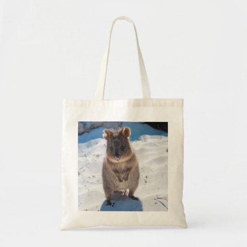 Happy  Cute Quokka Animal on the Beach Australia Tote Bag