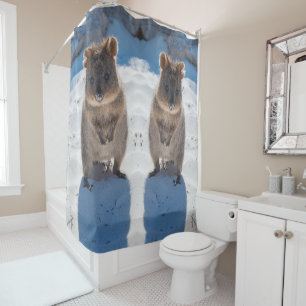 Happy & Cute Quokka on the Beach Australia Shower Curtain