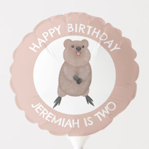 Happy cute quokka personalized cartoon birthday balloon