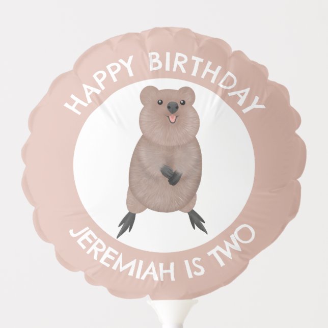Happy cute quokka personalized cartoon birthday balloon (Front)