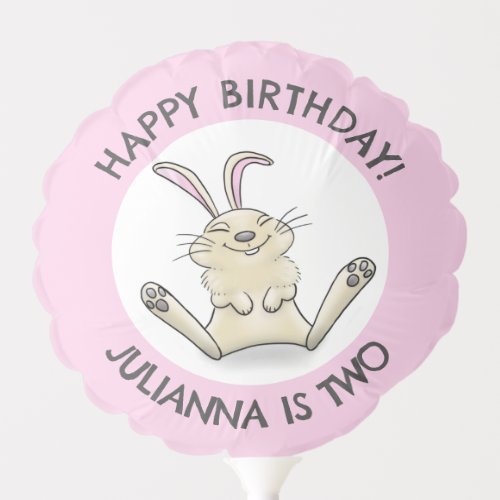 Happy cute rabbit personalized cartoon birthday balloon