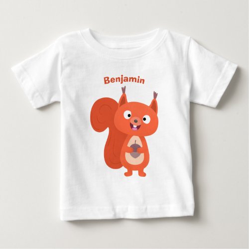 Happy cute red squirrel cartoon illustration baby T_Shirt