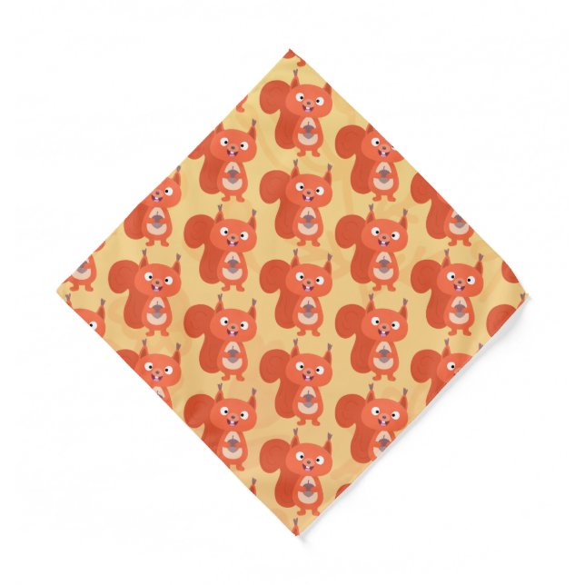 Happy cute red squirrel cartoon illustration bandana (Front)