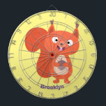 Happy cute red squirrel cartoon illustration dart board<br><div class="desc">This cute,  happy red squirrel is ready to eat an acorn. Drawn in cartoon illustration style for nutty fun!</div>