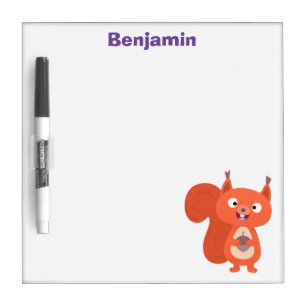 Happy cute red squirrel cartoon illustration dry erase board
