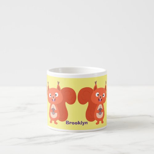 Happy cute red squirrel cartoon illustration espresso cup