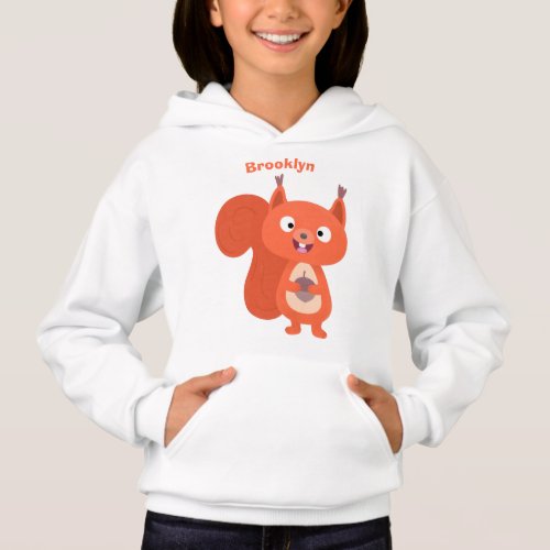 Happy cute red squirrel cartoon illustration hoodie