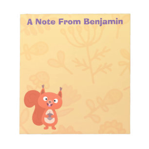 Happy cute red squirrel cartoon illustration notepad