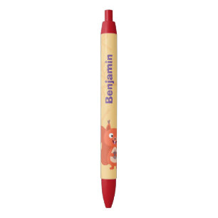 Happy cute red squirrel cartoon illustration pen