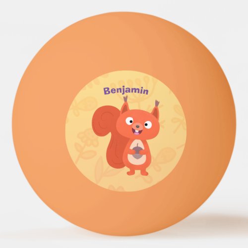 Happy cute red squirrel cartoon illustration ping pong ball