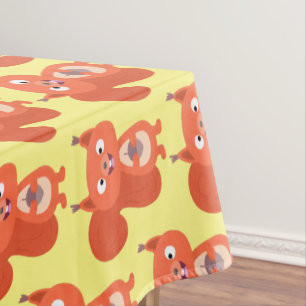Happy cute red squirrel cartoon illustration tablecloth