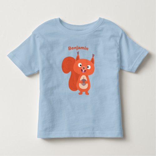 Happy cute red squirrel cartoon illustration toddler t_shirt