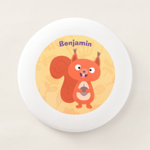 Happy cute red squirrel cartoon illustration Wham-O frisbee