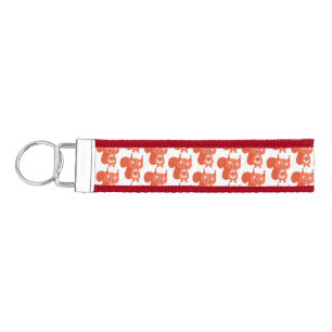 Happy cute red squirrel cartoon illustration wrist keychain