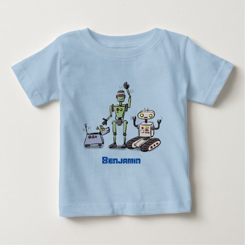 Happy cute robots trio cartoon baby T_Shirt