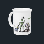 Happy cute robots trio cartoon beverage pitcher<br><div class="desc">Happy cute robots trio cartoon. Robots are cool!</div>