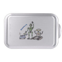 Happy cute robots trio cartoon cake pan