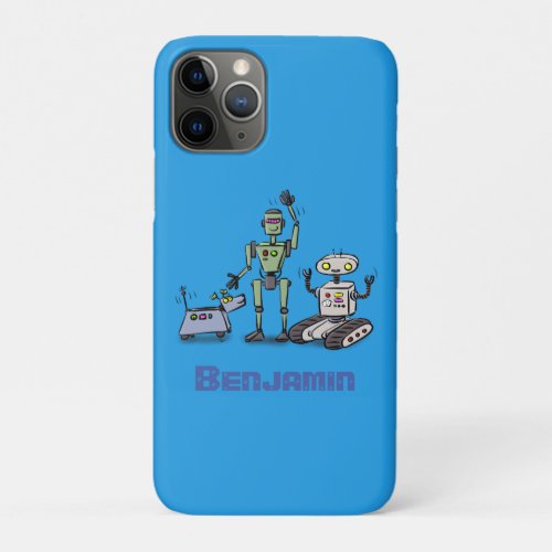 Happy cute robots trio cartoon iPhone 11 pro case