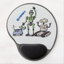 Happy cute robots trio cartoon gel mouse pad