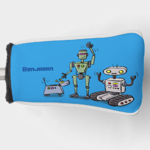 Happy cute robots trio cartoon golf head cover