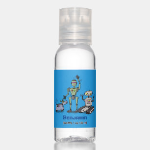 Happy cute robots trio cartoon hand sanitizer